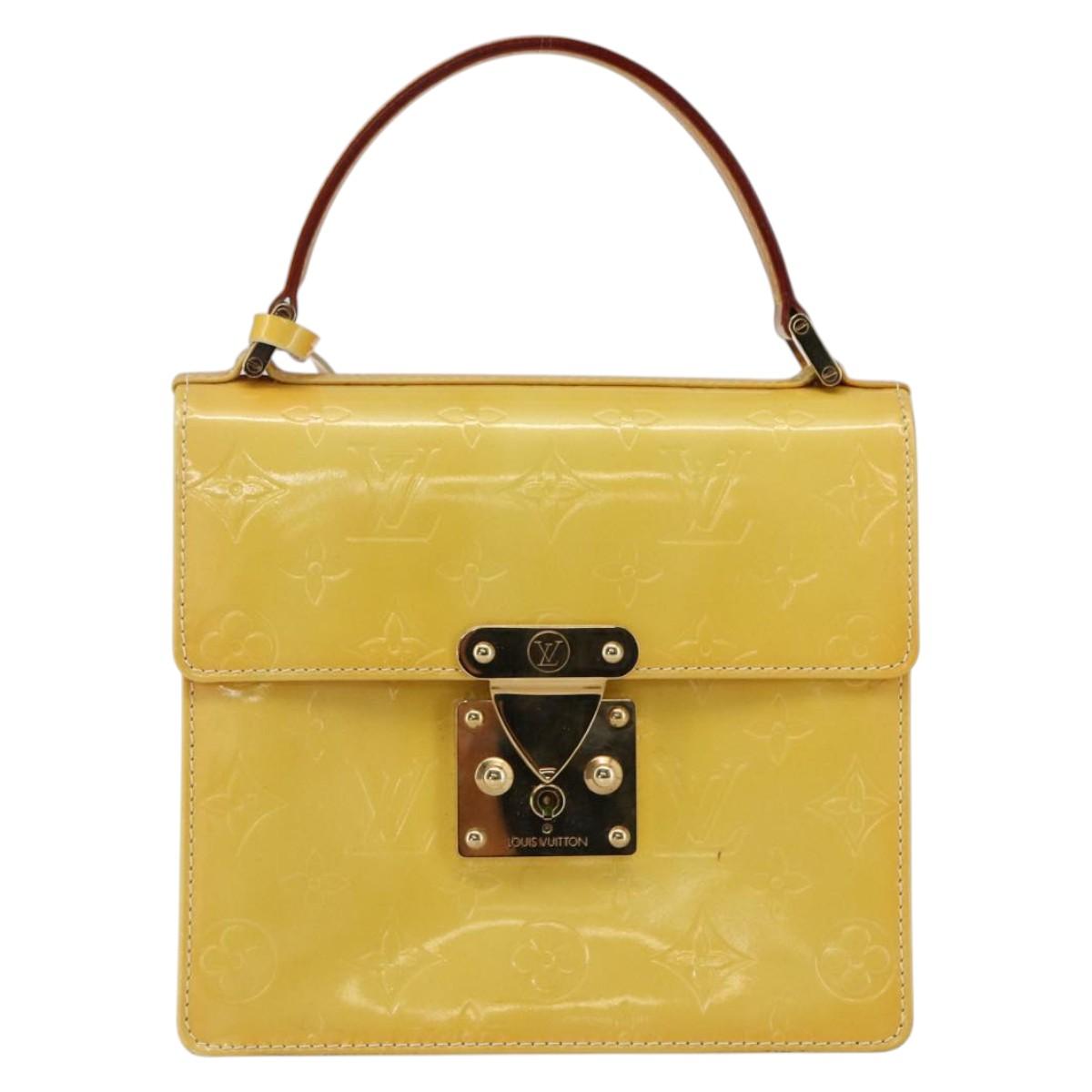 LOUIS VUITTON Monogram Vernis Spring Street Bag Lime Yellow M91068 Auth BA10056
