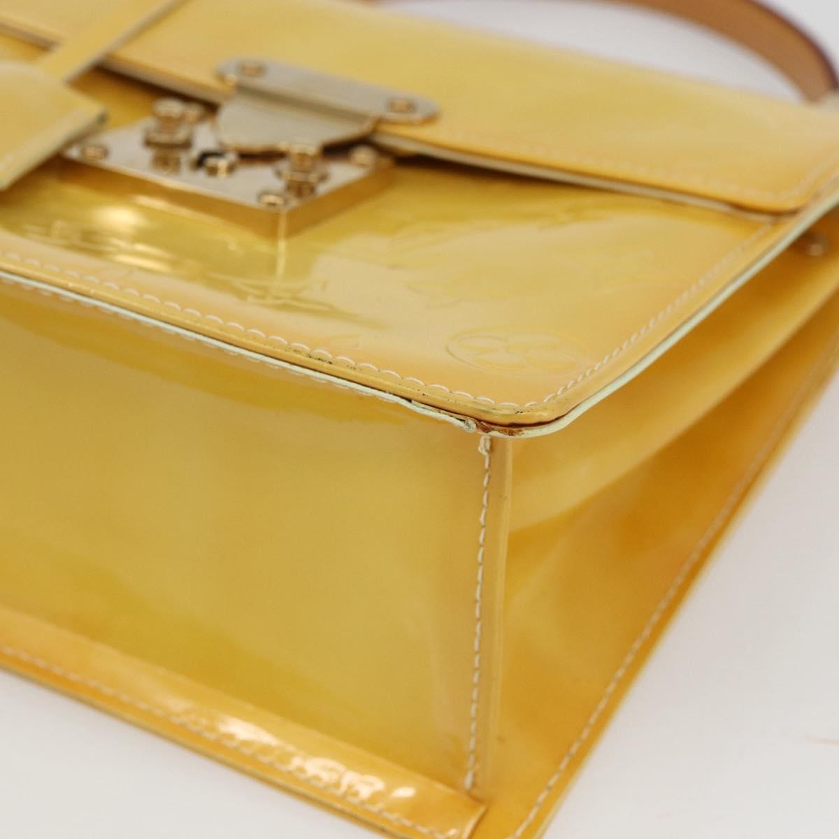 LOUIS VUITTON Monogram Vernis Spring Street Bag Lime Yellow M91068 Auth BA10056