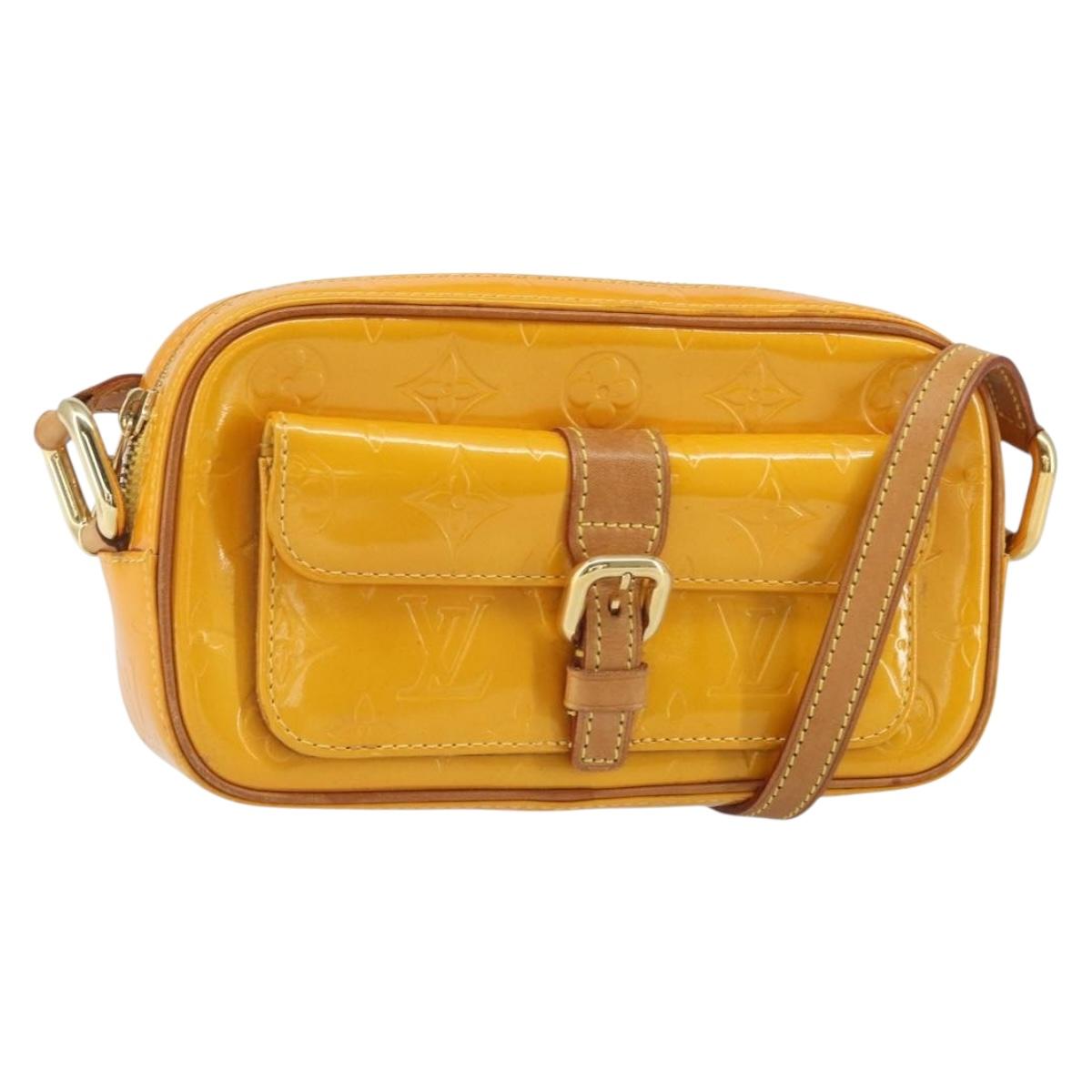 LOUIS VUITTON Monogram Vernis Christy MM Shoulder Bag Jaune M91108 Auth BA10057
