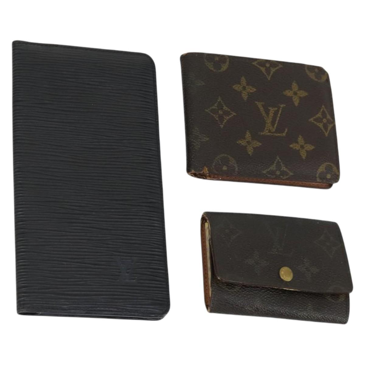 LOUIS VUITTON Monogram Epi Wallet 3 Set Black LV Auth BA10061