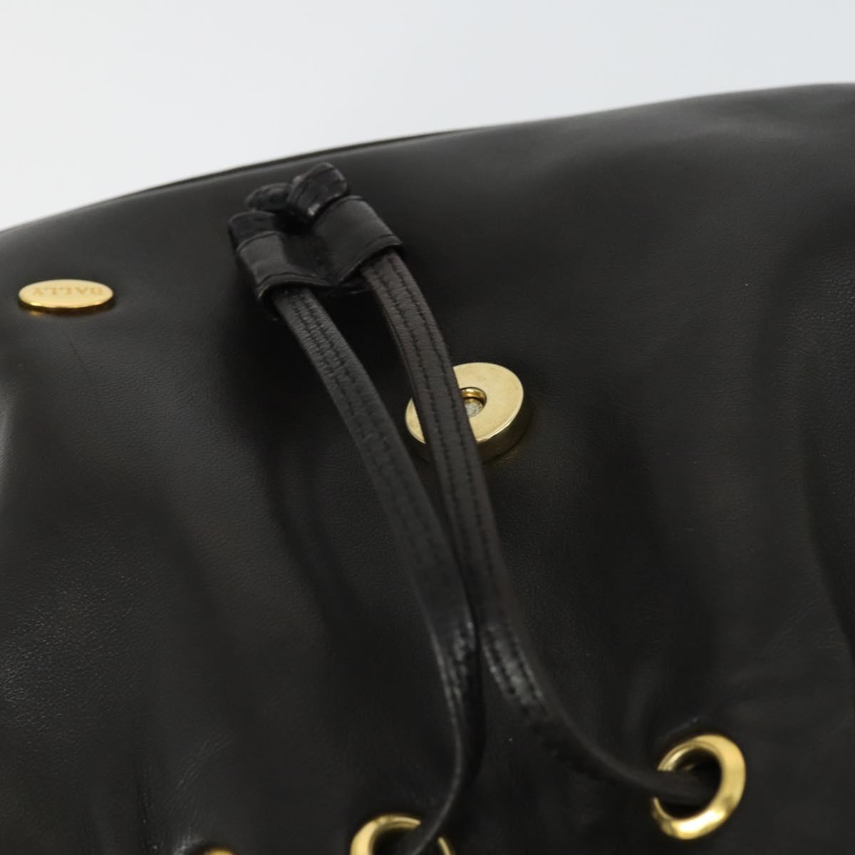 BALLY Backpack Leather Brown Gold Auth BA10063