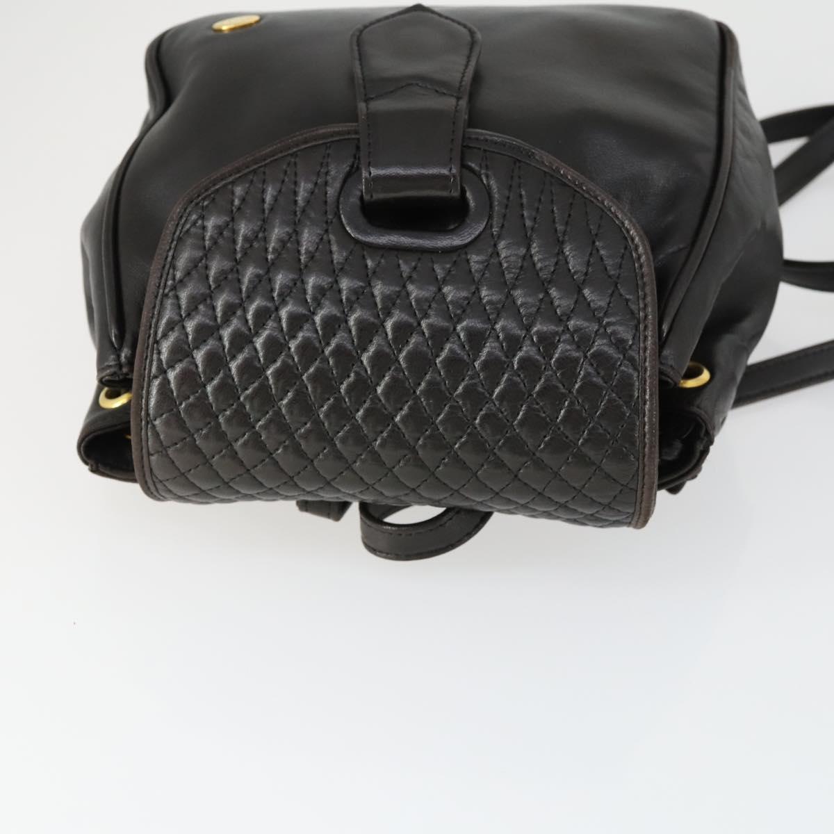 BALLY Backpack Leather Brown Gold Auth BA10063