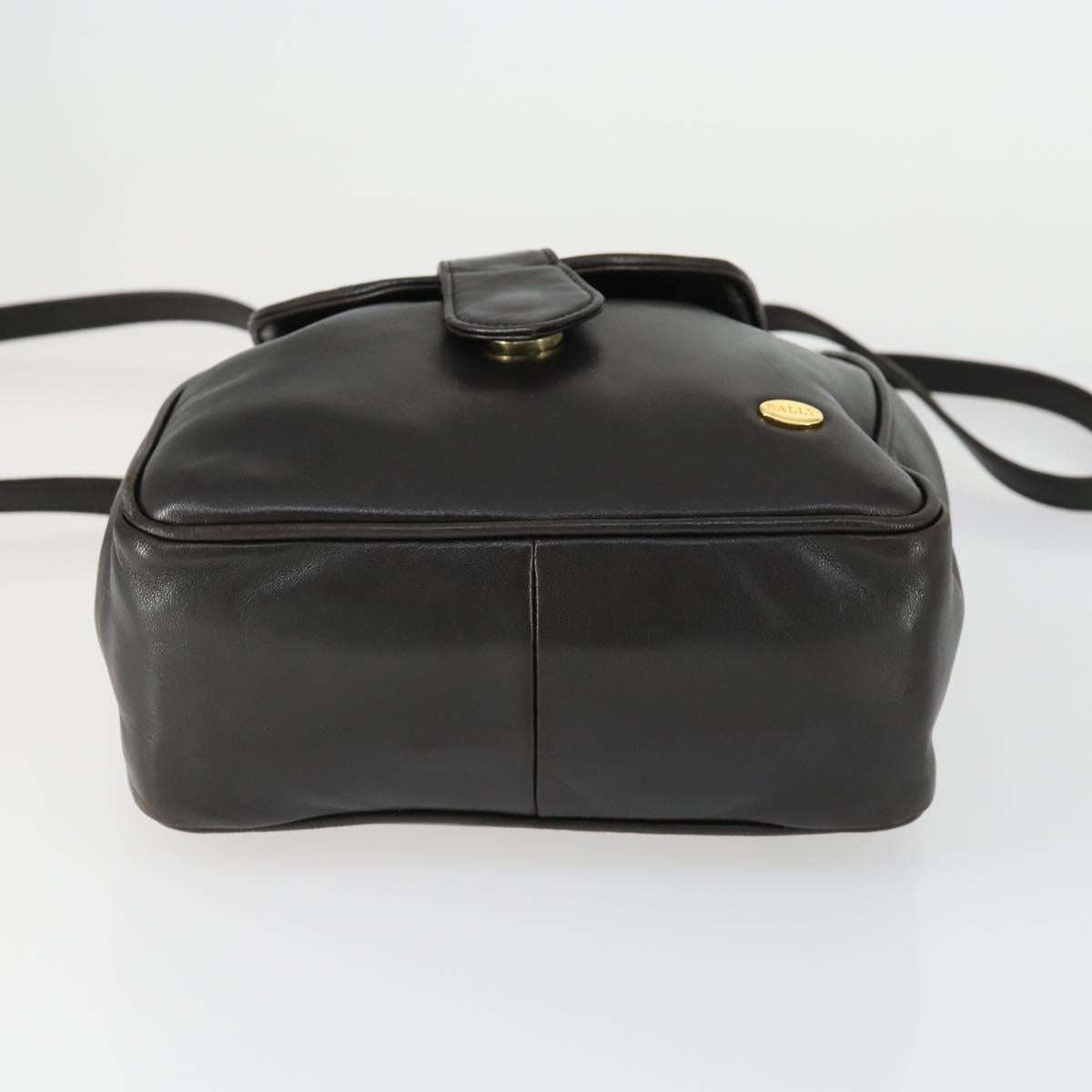 BALLY Backpack Leather Brown Gold Auth BA10063