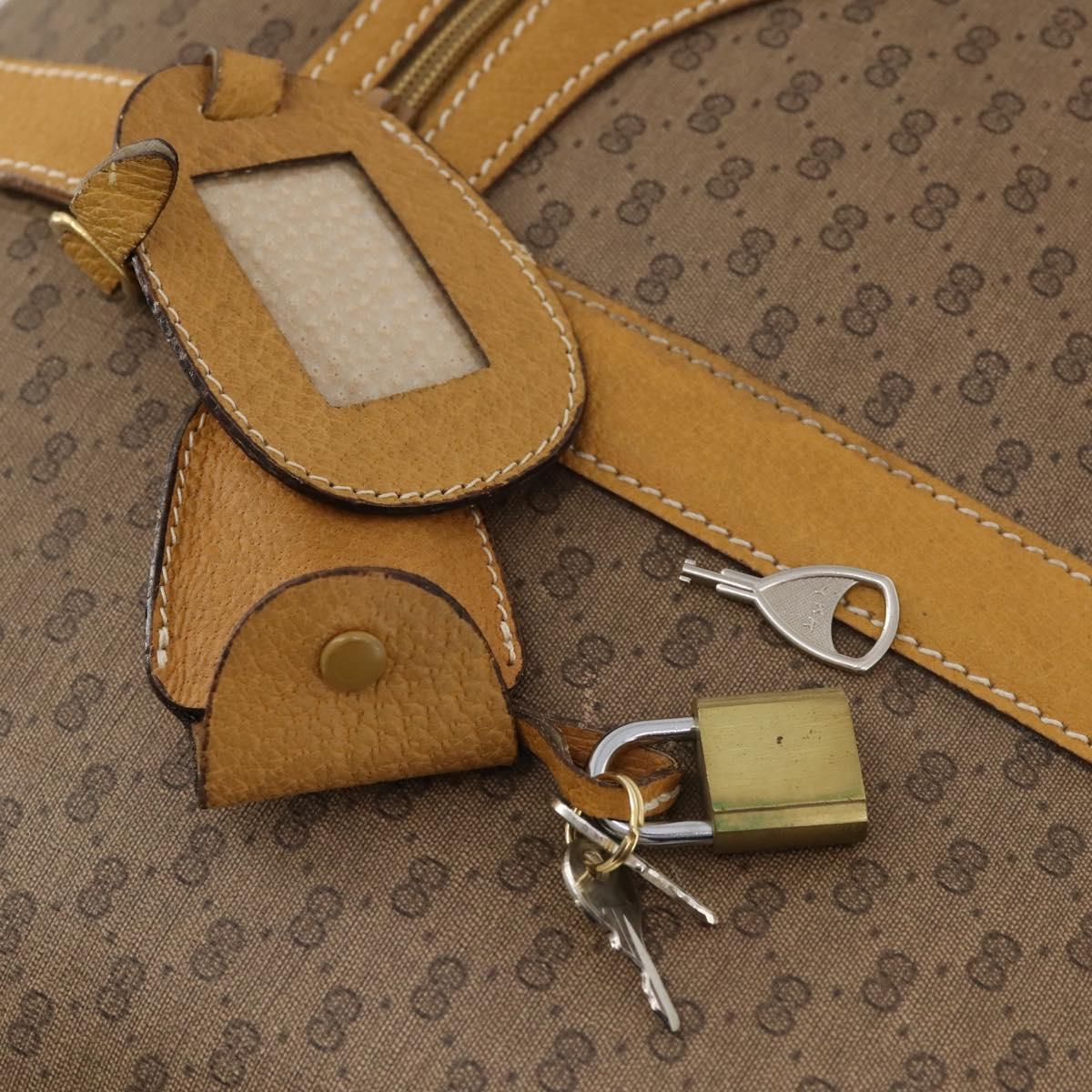 GUCCI Micro GG Supreme Boston Bag PVC Beige Gold Auth BA10065