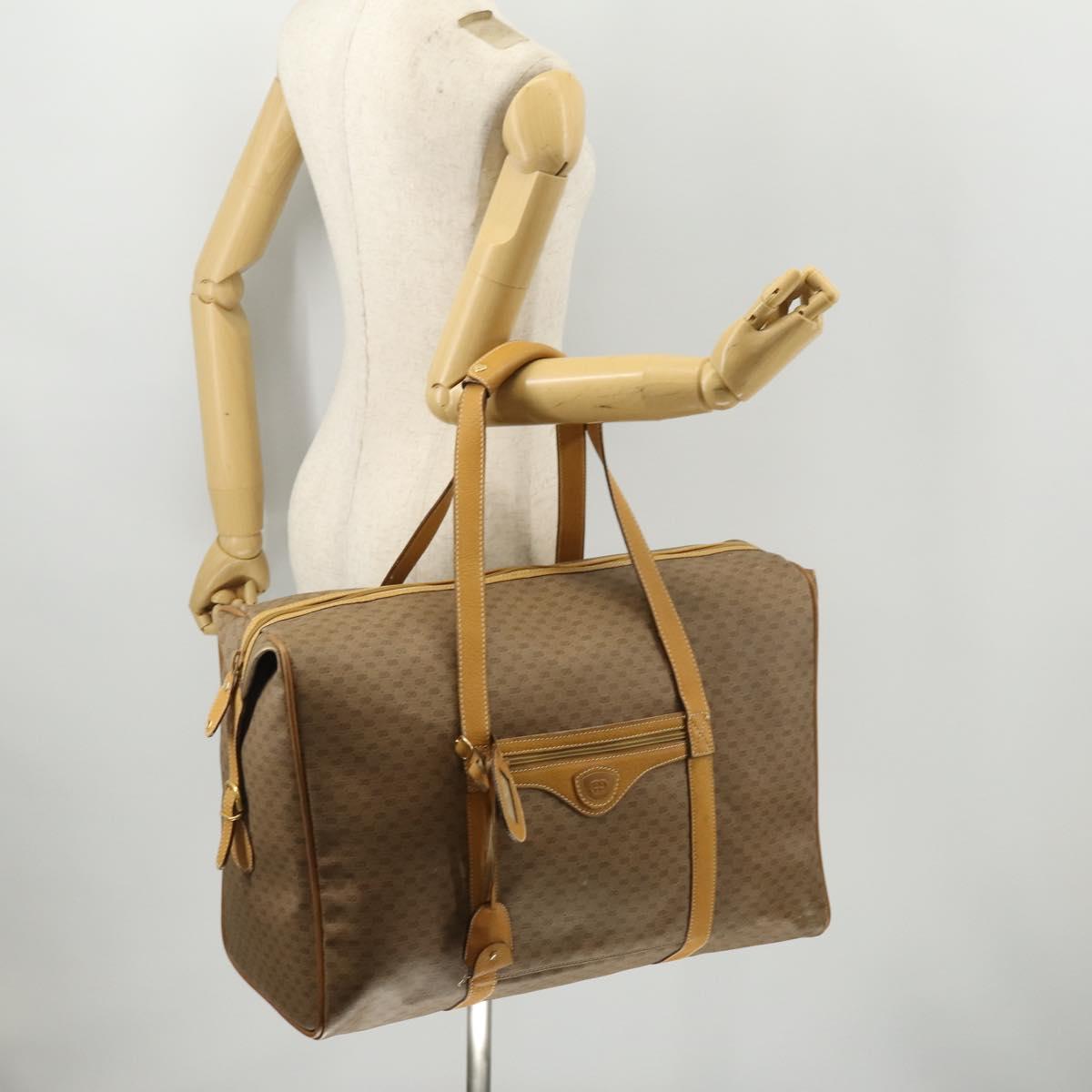 GUCCI Micro GG Supreme Boston Bag PVC Beige Gold Auth BA10065