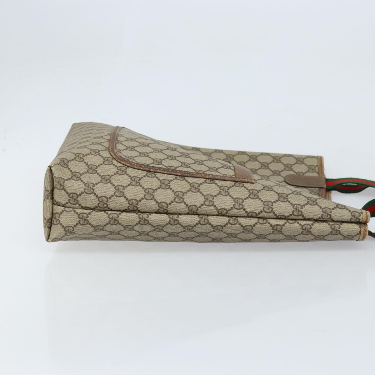 GUCCI GG Supreme Web Sherry Line Tote Bag PVC Beige Gold 39 02 003 Auth BA10068