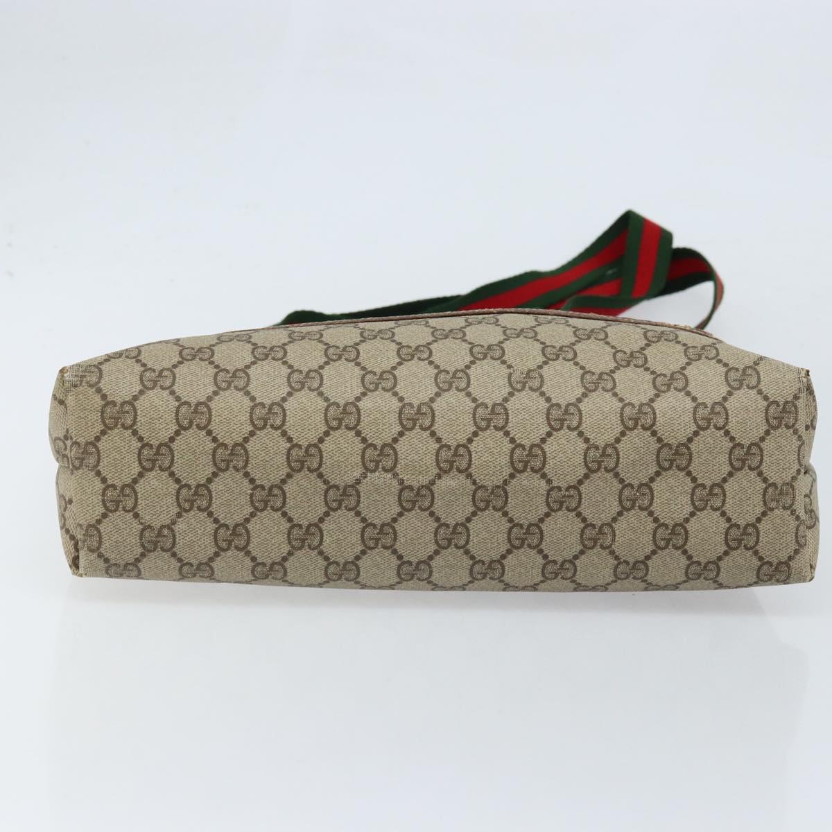 GUCCI GG Supreme Web Sherry Line Tote Bag PVC Beige Gold 39 02 003 Auth BA10068