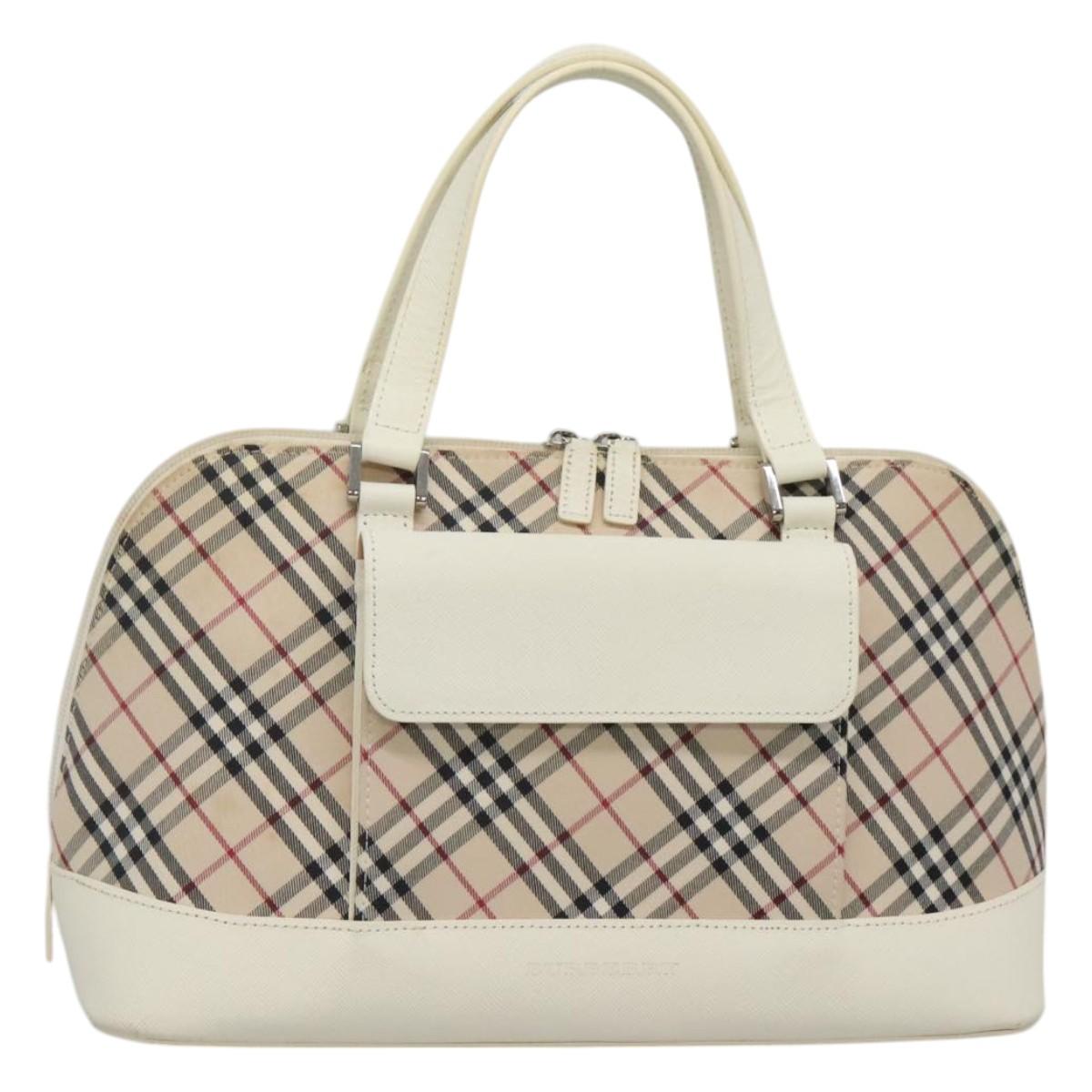 BURBERRY Nova Check Hand Bag Canvas Beige Auth BA1007