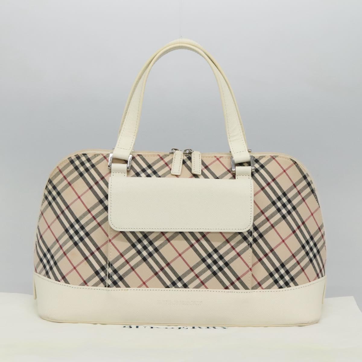 BURBERRY Nova Check Hand Bag Canvas Beige Auth BA1007