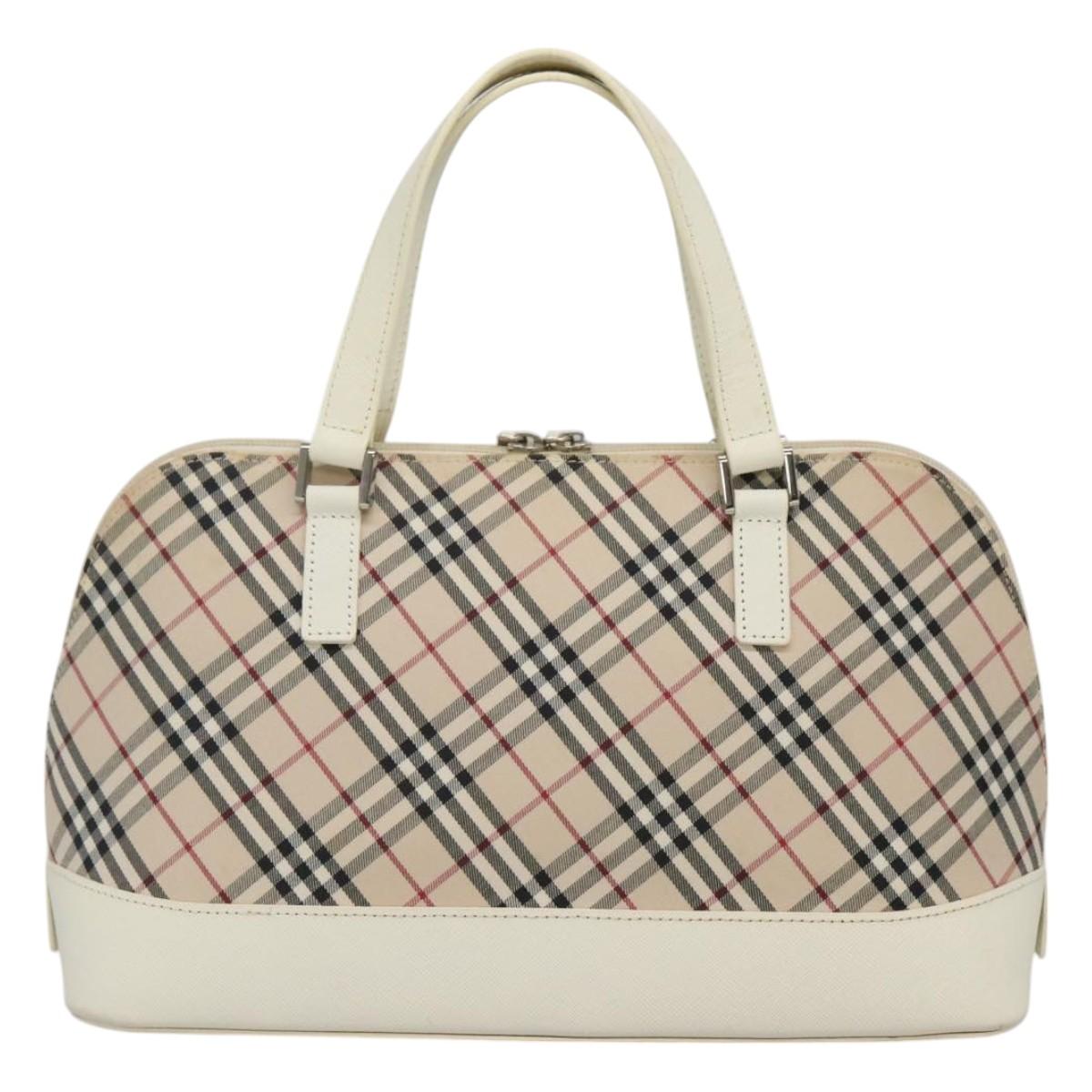 BURBERRY Nova Check Hand Bag Canvas Beige Auth BA1007