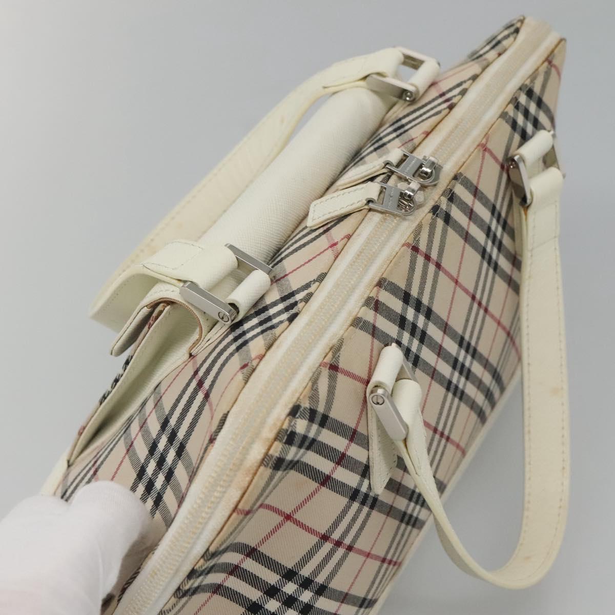 BURBERRY Nova Check Hand Bag Canvas Beige Auth BA1007