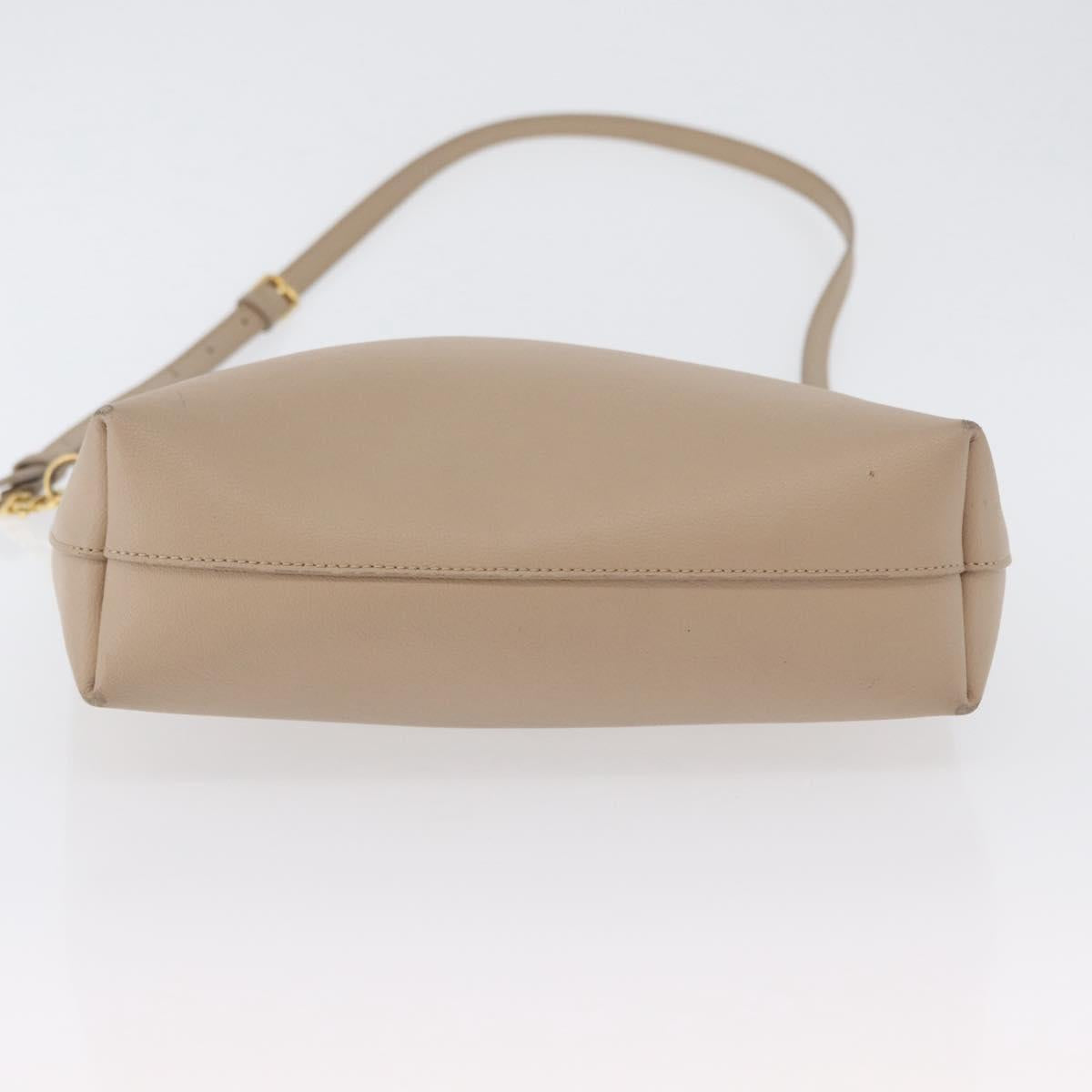 SAINT LAURENT Tote Bag Leather 2way Beige Gold Auth BA10070