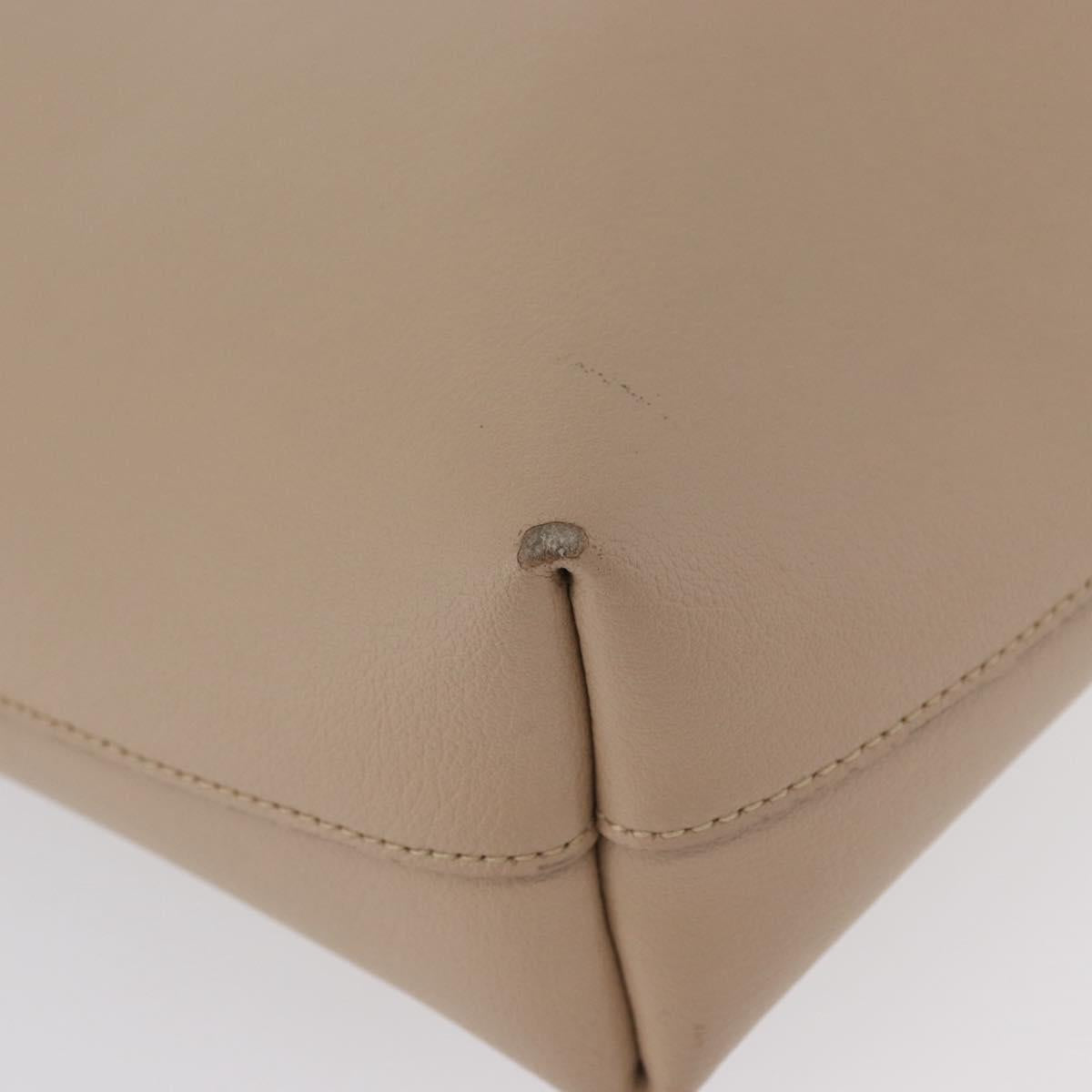SAINT LAURENT Tote Bag Leather 2way Beige Gold Auth BA10070