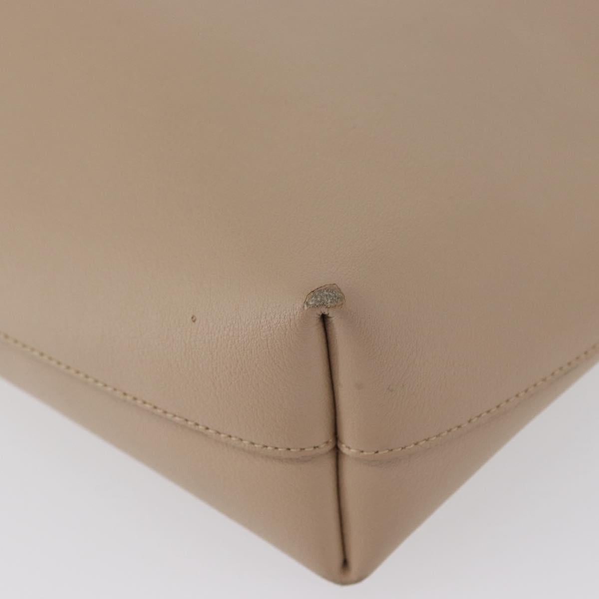 SAINT LAURENT Tote Bag Leather 2way Beige Gold Auth BA10070