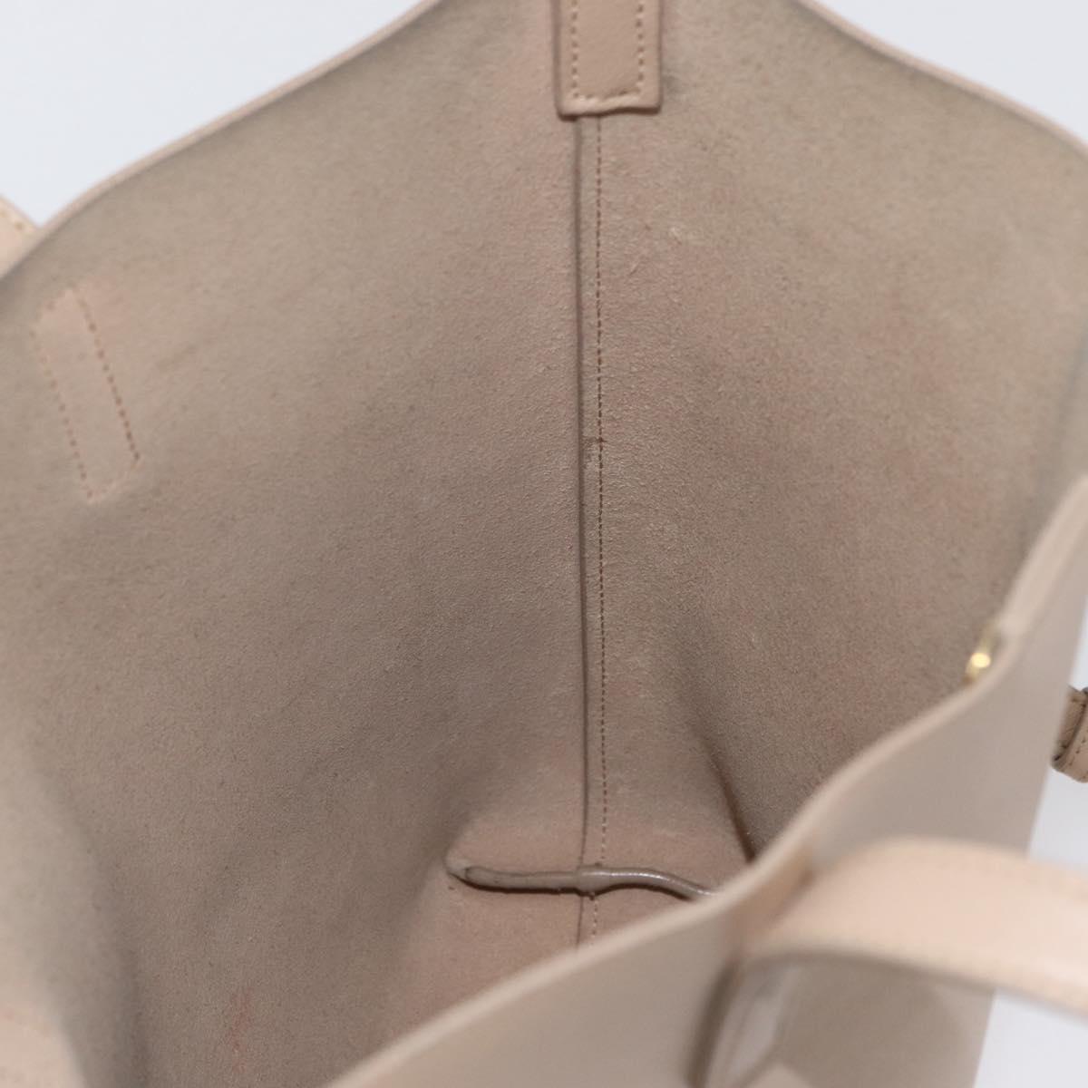 SAINT LAURENT Tote Bag Leather 2way Beige Gold Auth BA10070
