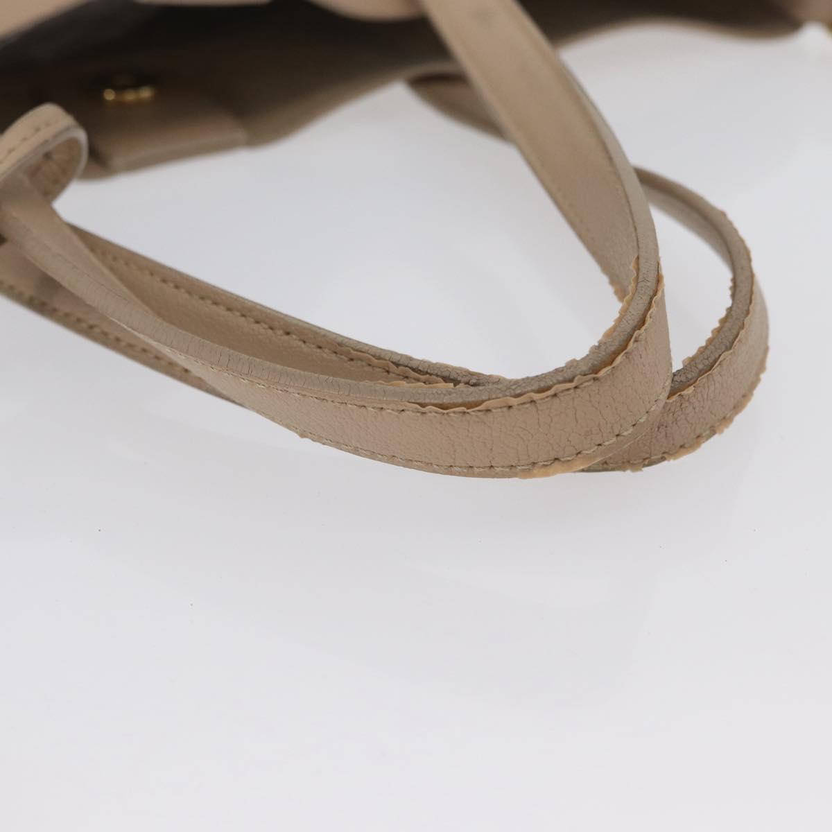 SAINT LAURENT Tote Bag Leather 2way Beige Gold Auth BA10070