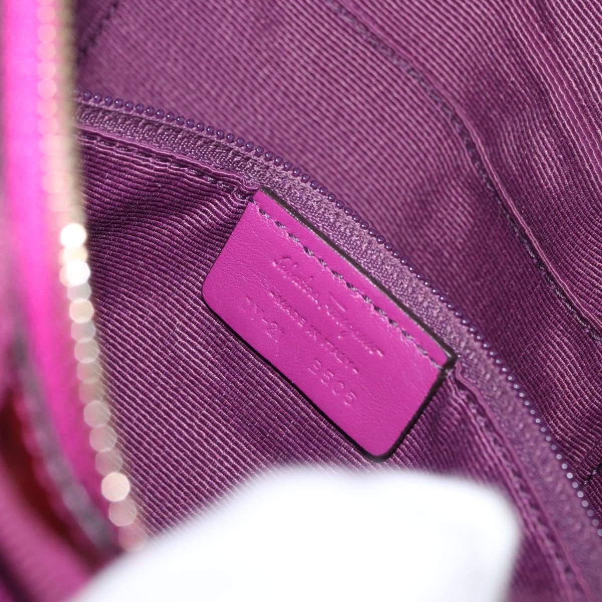 Salvatore Ferragamo Hand Bag Patent leather Purple Gold Auth BA10072