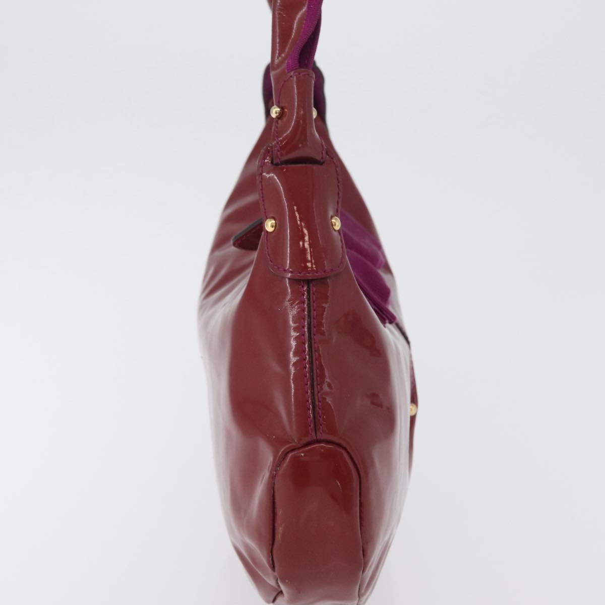 Salvatore Ferragamo Hand Bag Patent leather Purple Gold Auth BA10072