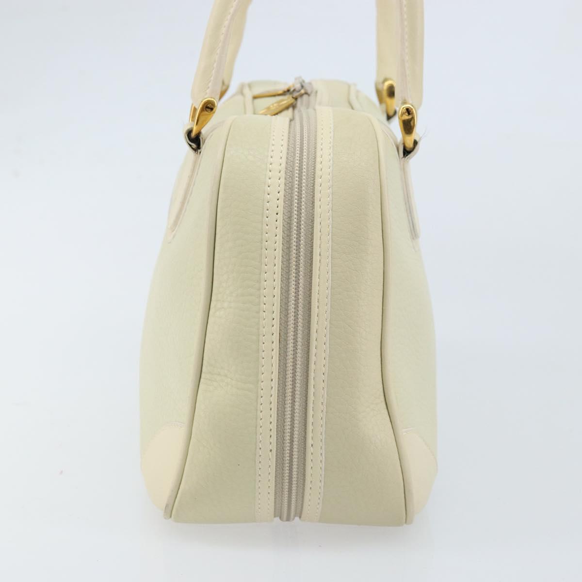 GUCCI Hand Bag Leather Ivory Gold Auth BA10073