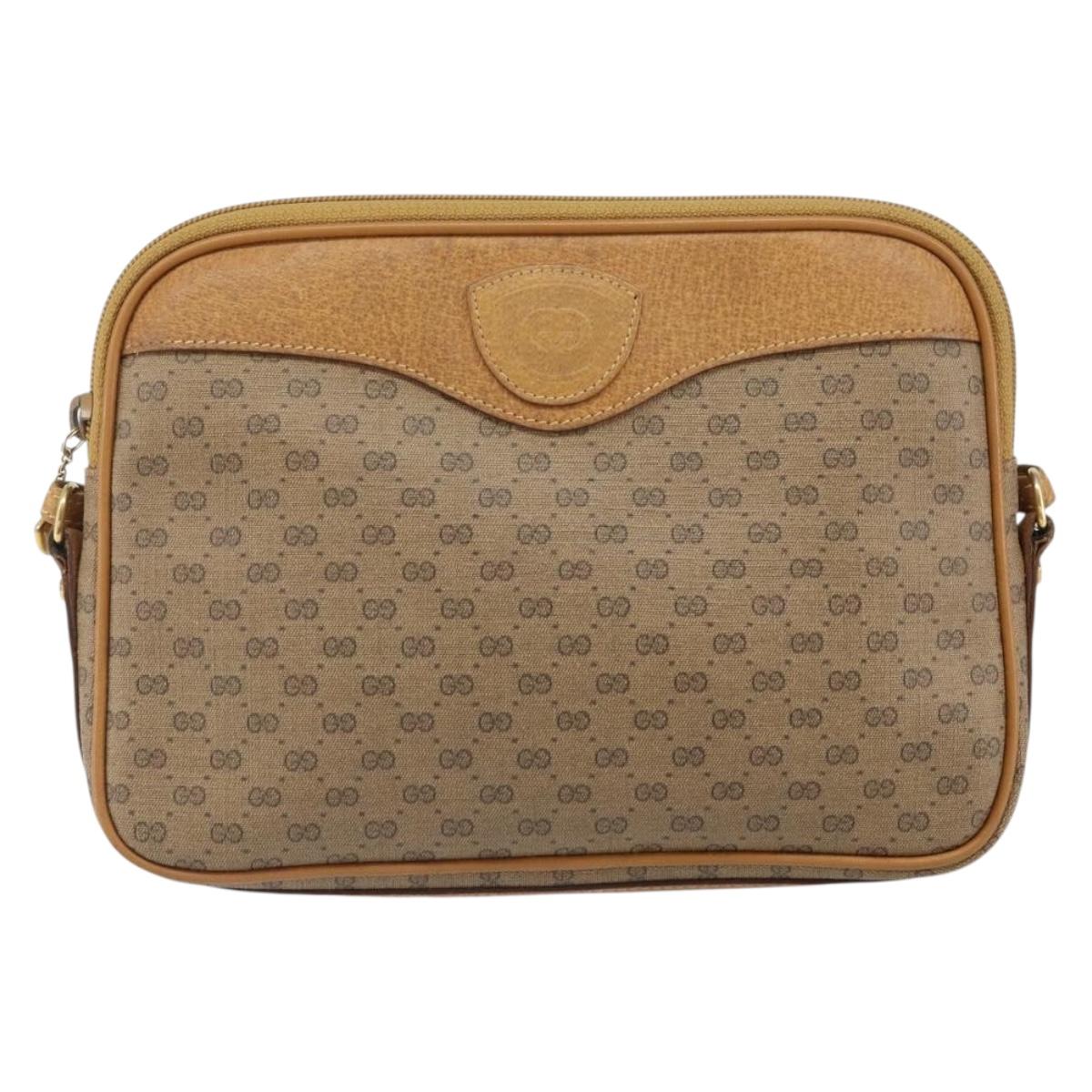 GUCCI Micro GG Supreme Shoulder Bag PVC Beige Gold 007 123 0428 Auth BA10077