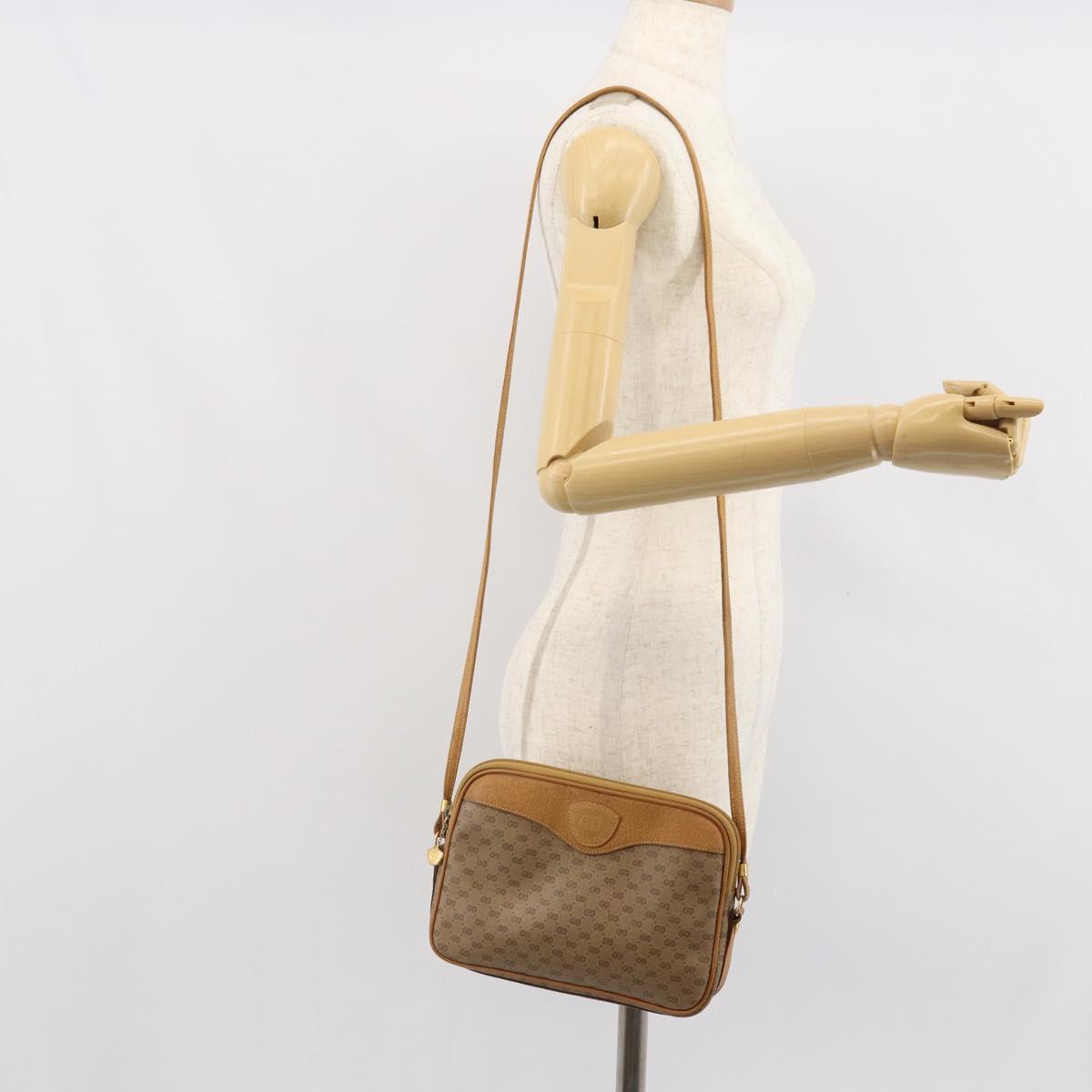 GUCCI Micro GG Supreme Shoulder Bag PVC Beige Gold 007 123 0428 Auth BA10077