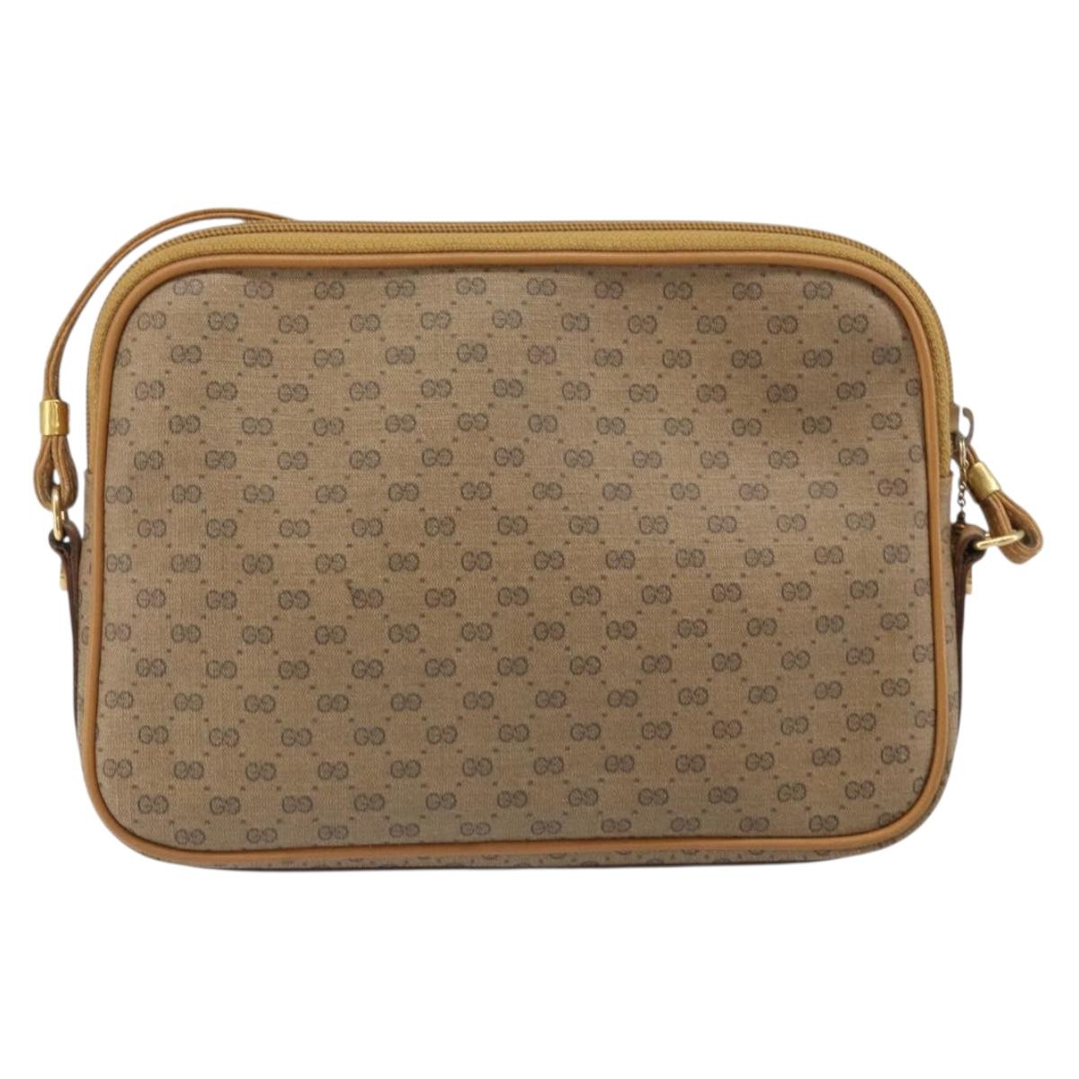 GUCCI Micro GG Supreme Shoulder Bag PVC Beige Gold 007 123 0428 Auth BA10077