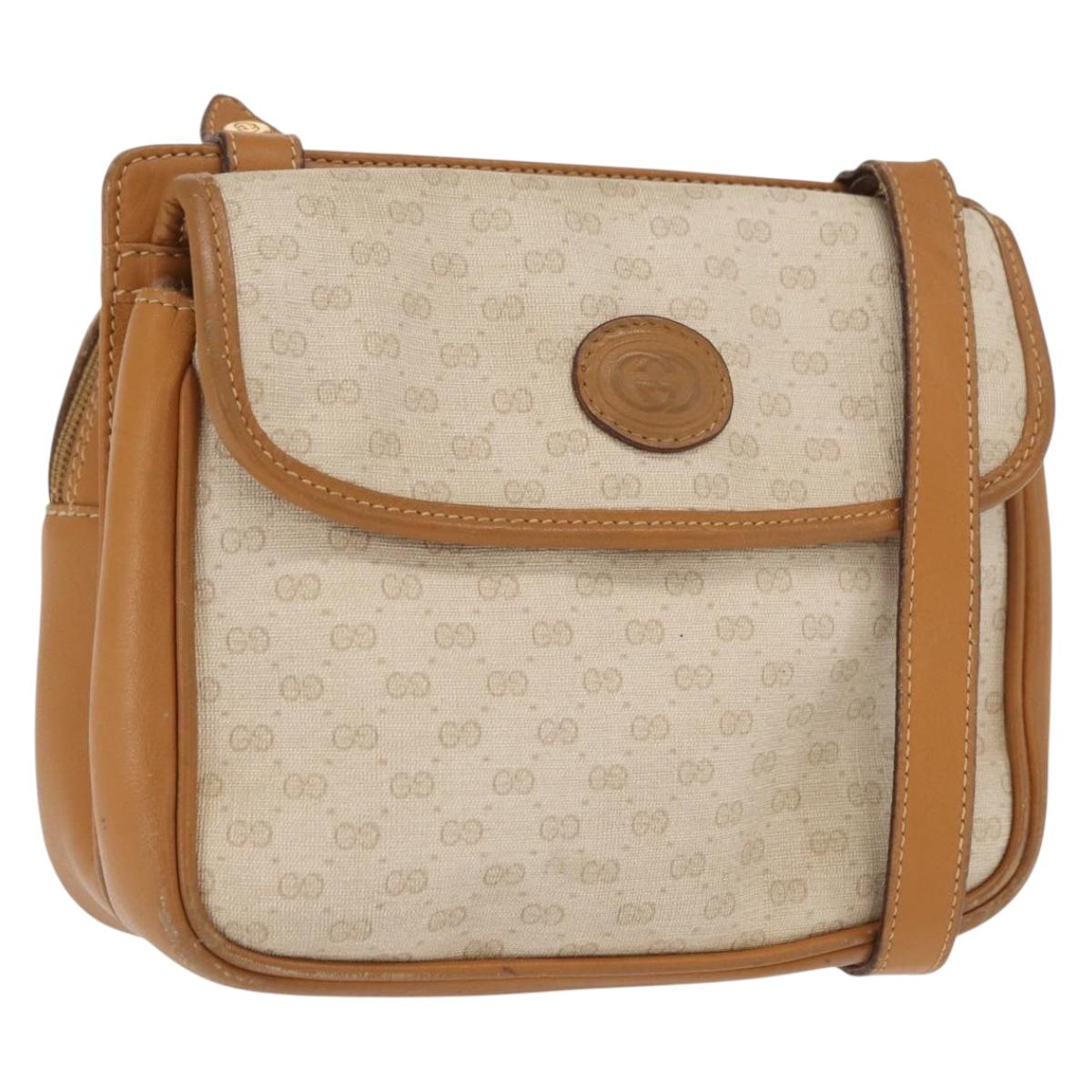 GUCCI Micro GG Supreme Shoulder Bag PVC Beige Gold 007 23 0114 Auth BA10078