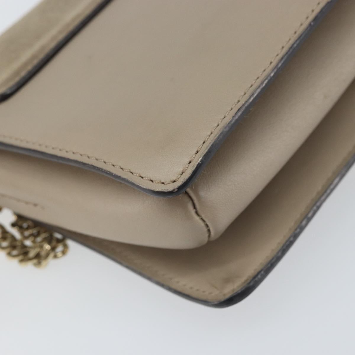 Chloe Fay Shoulder Bag Leather Suede Beige Gold Auth BA10083V