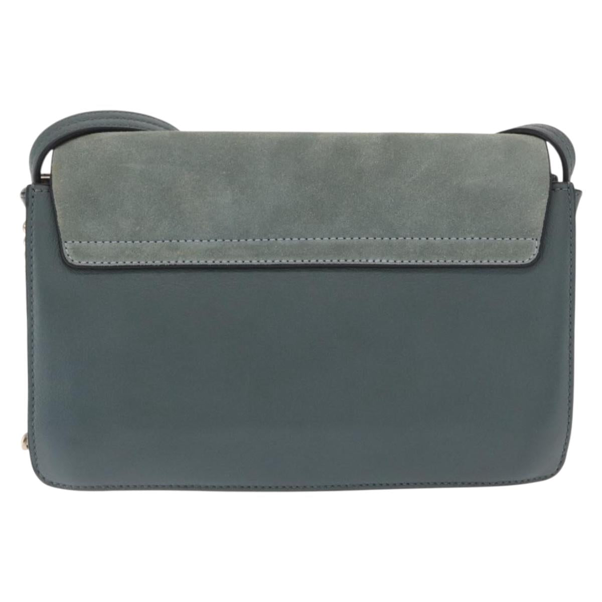 Chloe Fay Shoulder Bag Leather Suede Green Gold Auth BA10084