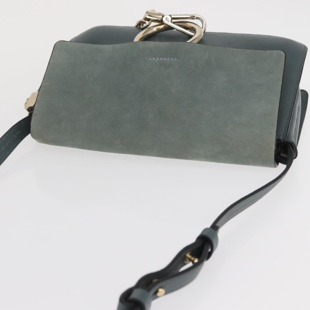 Chloe Fay Shoulder Bag Leather Suede Green Gold Auth BA10084