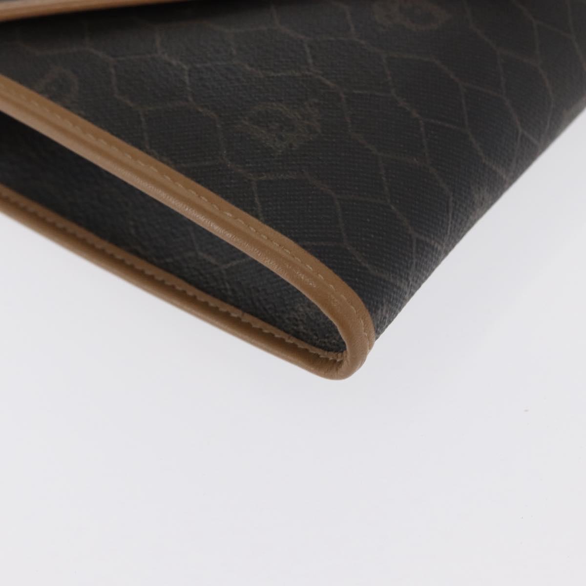 Christian Dior Honeycomb Canvas Chain Shoulder Bag PVC Black Gold Auth BA10086