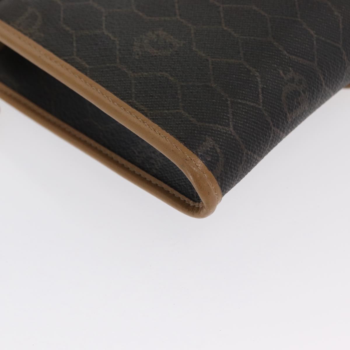 Christian Dior Honeycomb Canvas Chain Shoulder Bag PVC Black Gold Auth BA10086