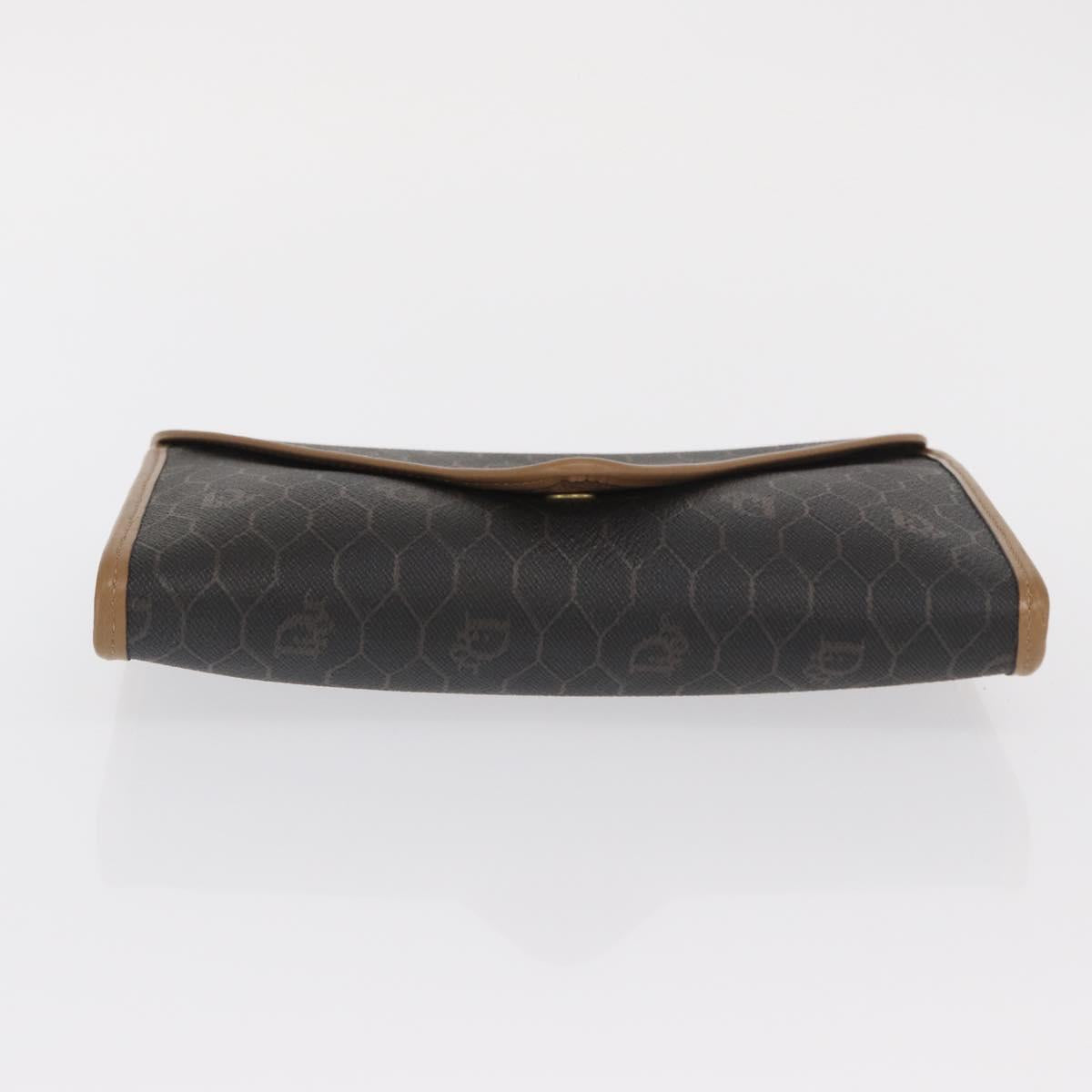 Christian Dior Honeycomb Canvas Chain Shoulder Bag PVC Black Gold Auth BA10086