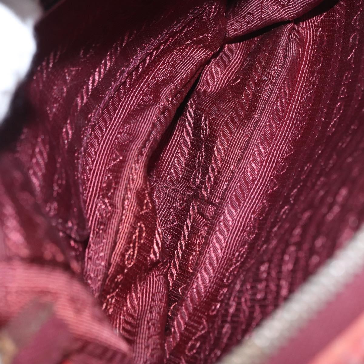 PRADA Chain Shoulder Bag Nylon Bordeaux Silver Auth BA10089