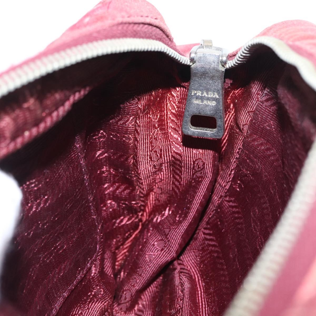 PRADA Chain Shoulder Bag Nylon Bordeaux Silver Auth BA10089