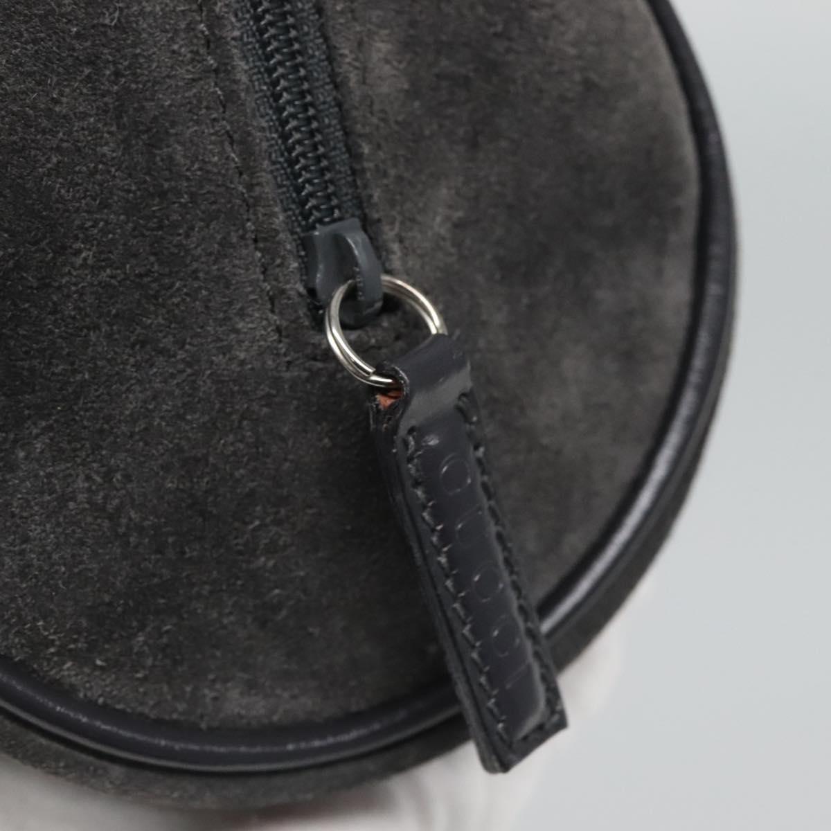 GUCCI Pouch Suede Gray Auth BA1009