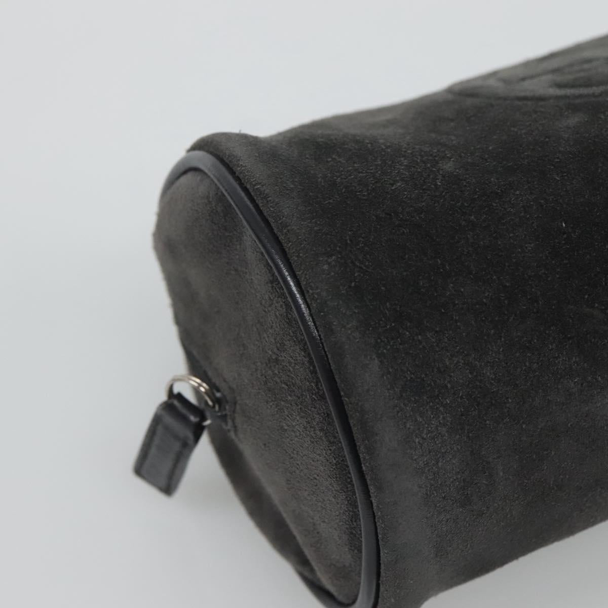 GUCCI Pouch Suede Gray Auth BA1009