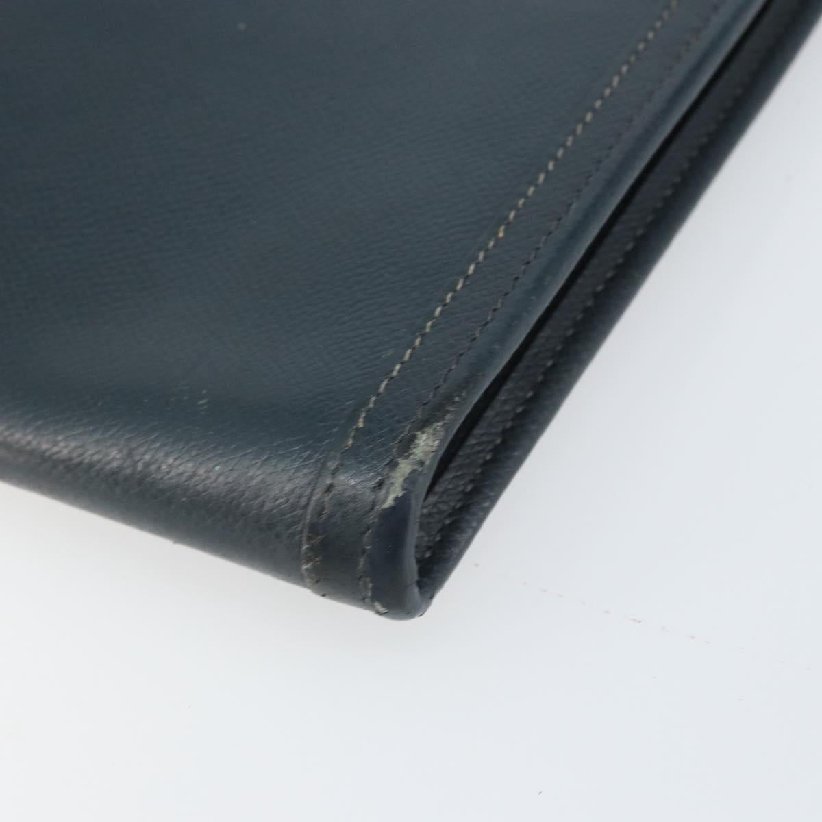 HERMES Clutch Bag Leather Navy Auth BA10093