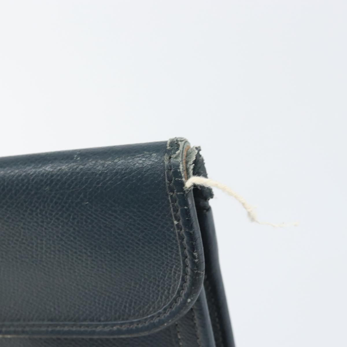 HERMES Clutch Bag Leather Navy Auth BA10093