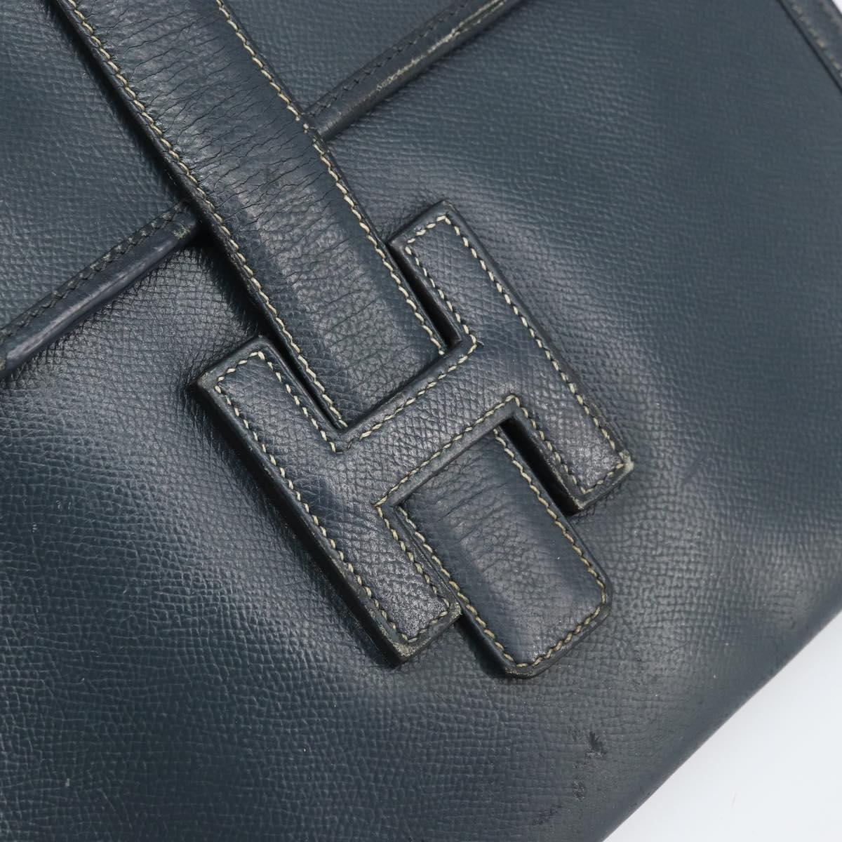 HERMES Clutch Bag Leather Navy Auth BA10093