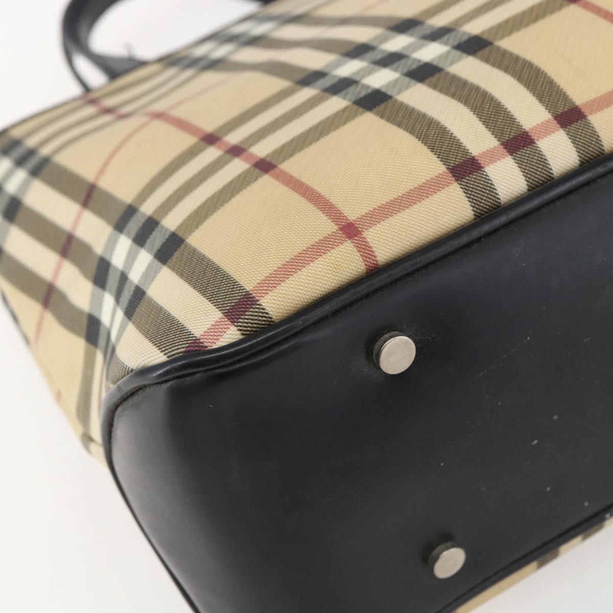 BURBERRY Nova Check Hand Bag PVC Beige Auth BA10104