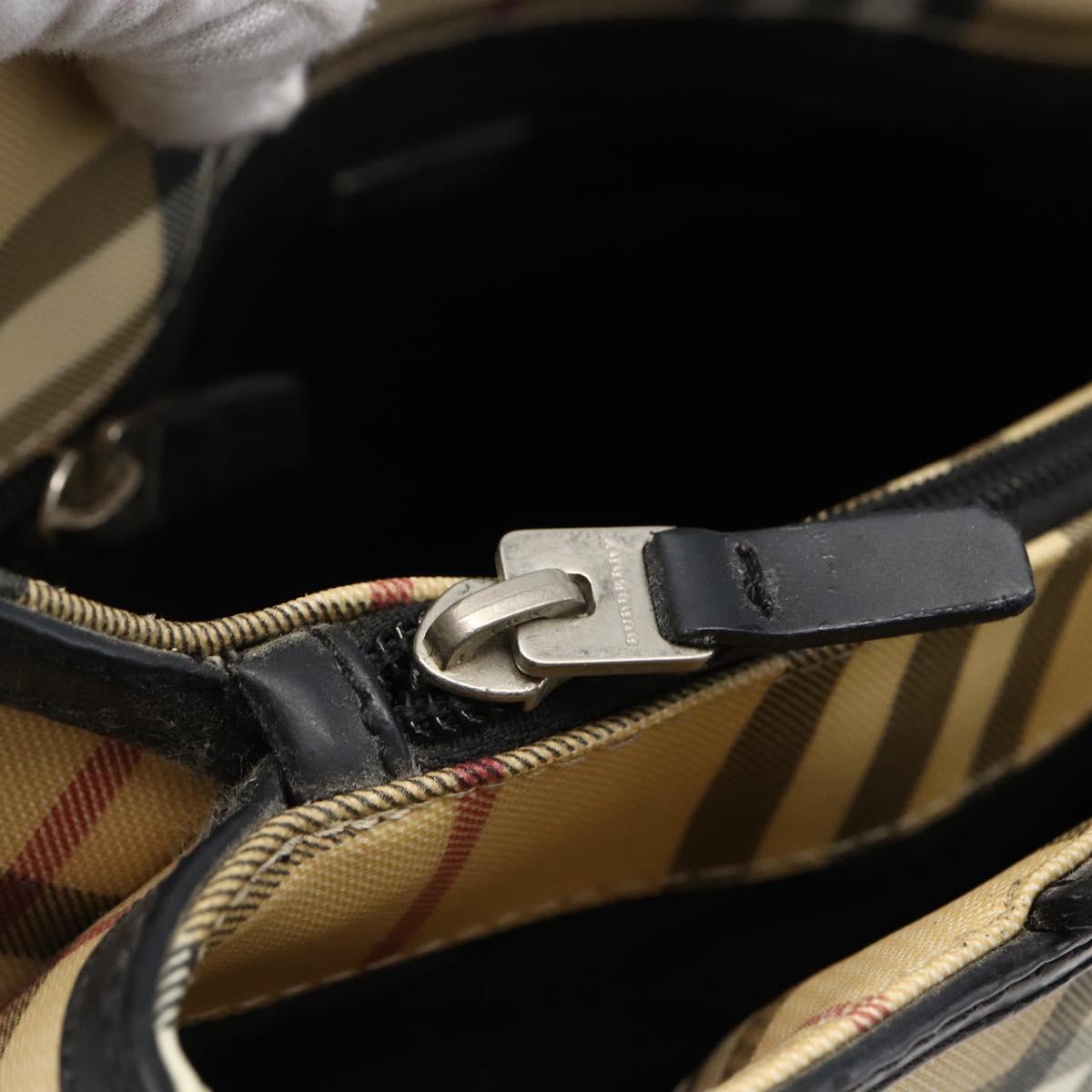 BURBERRY Nova Check Hand Bag PVC Beige Auth BA10104