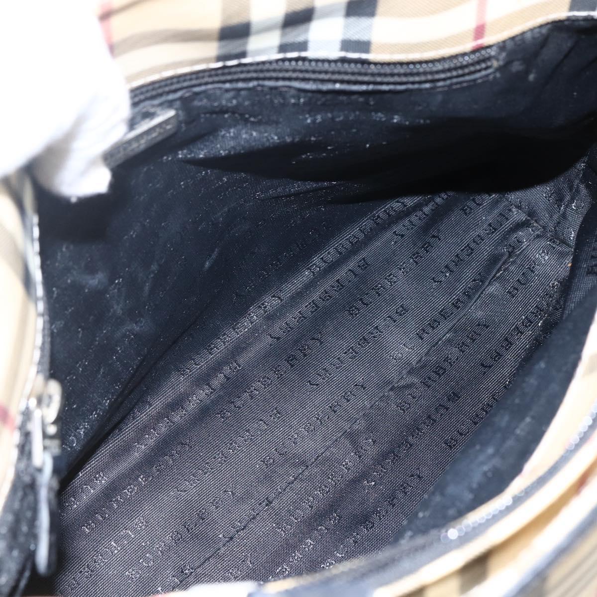 BURBERRY Nova Check Hand Bag PVC Beige Auth BA10104