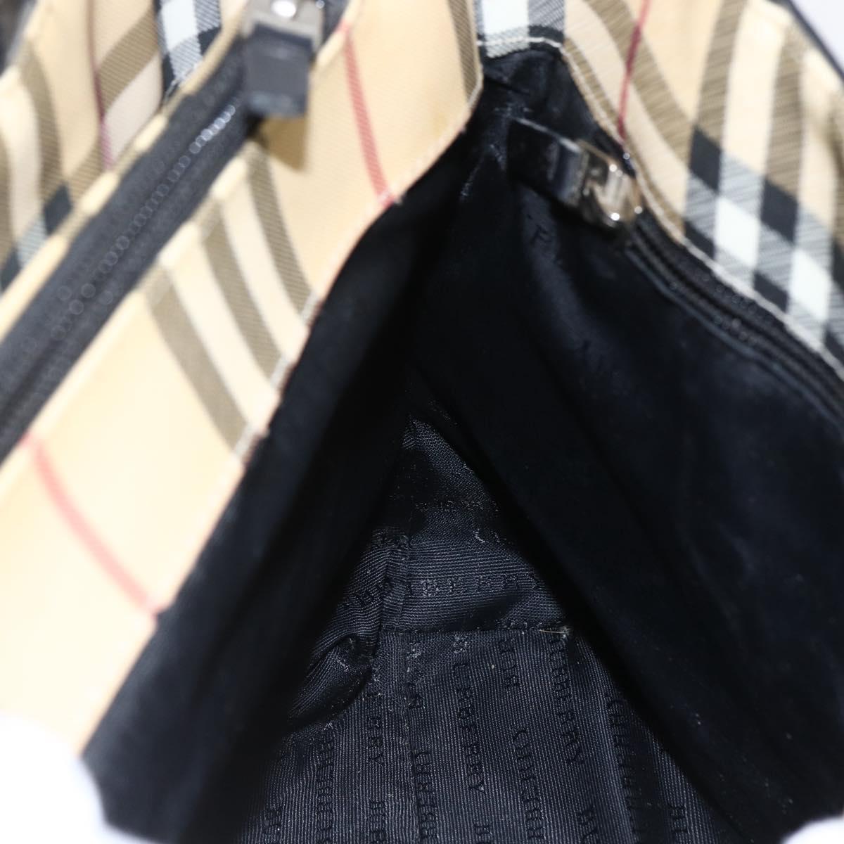 BURBERRY Nova Check Hand Bag PVC Beige Auth BA10104