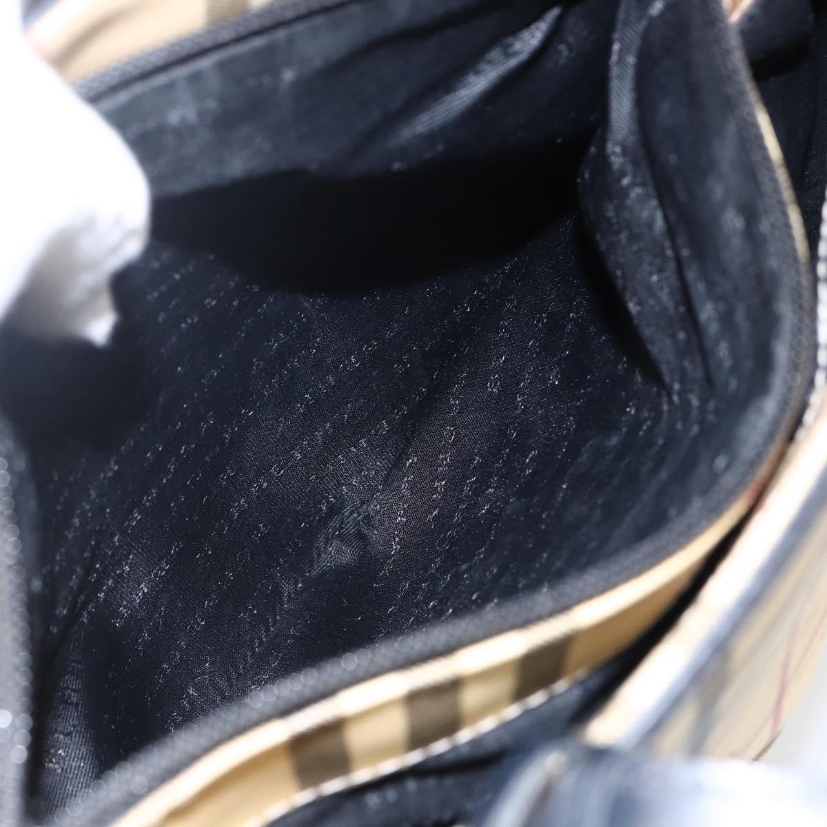 BURBERRY Nova Check Hand Bag PVC Beige Auth BA10104