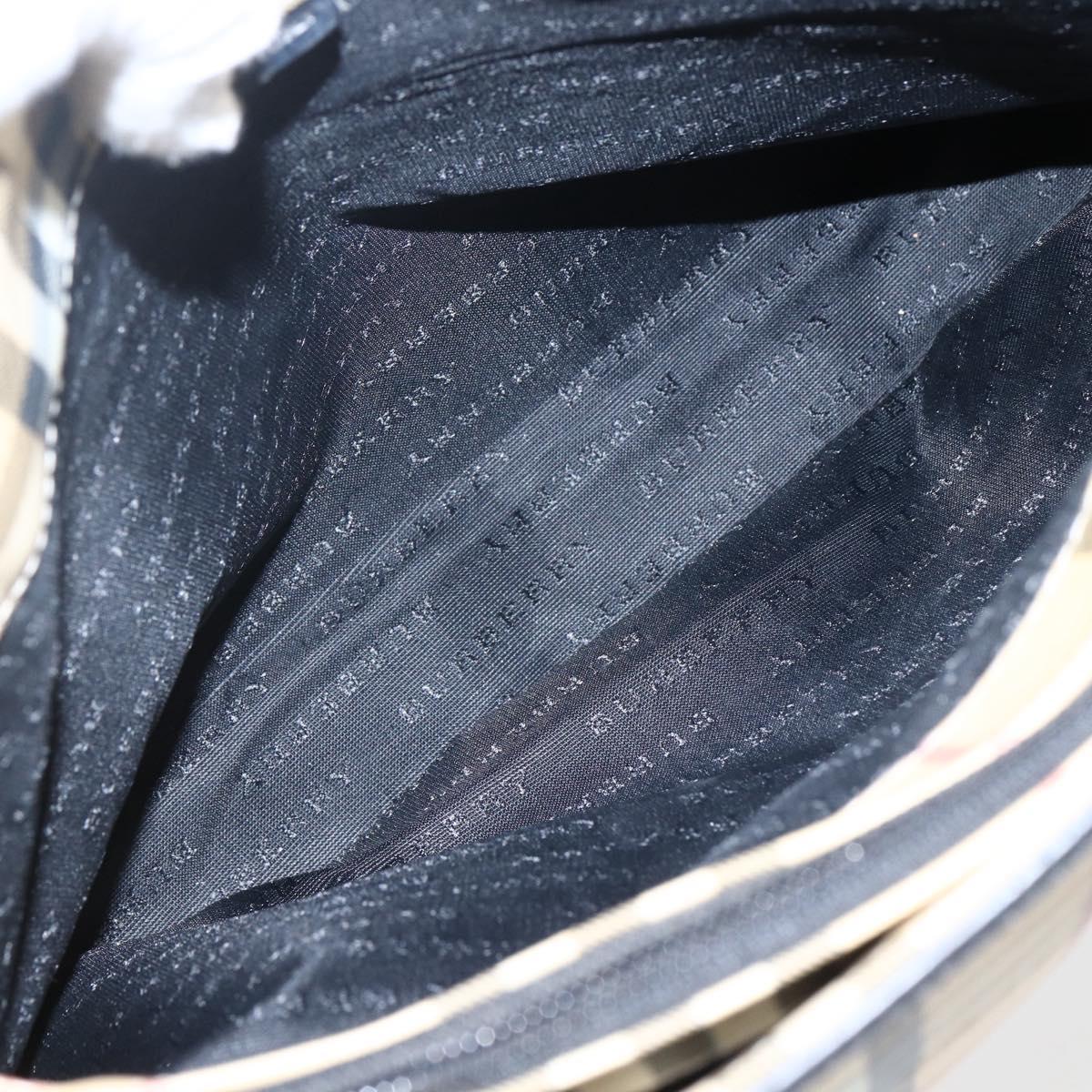 BURBERRY Nova Check Hand Bag PVC Beige Auth BA10104