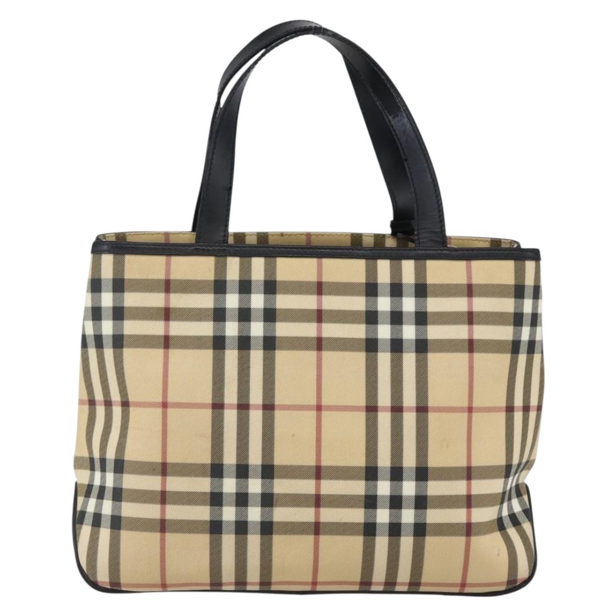 BURBERRY Nova Check Hand Bag PVC Beige Auth BA10104
