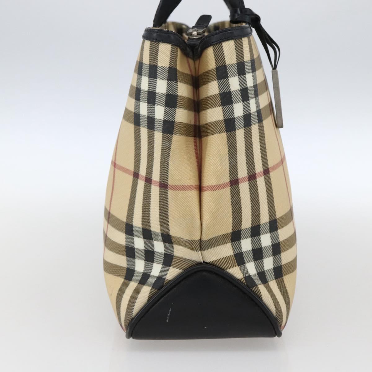BURBERRY Nova Check Hand Bag PVC Beige Auth BA10104