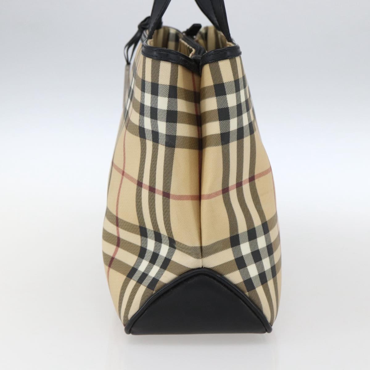 BURBERRY Nova Check Hand Bag PVC Beige Auth BA10104