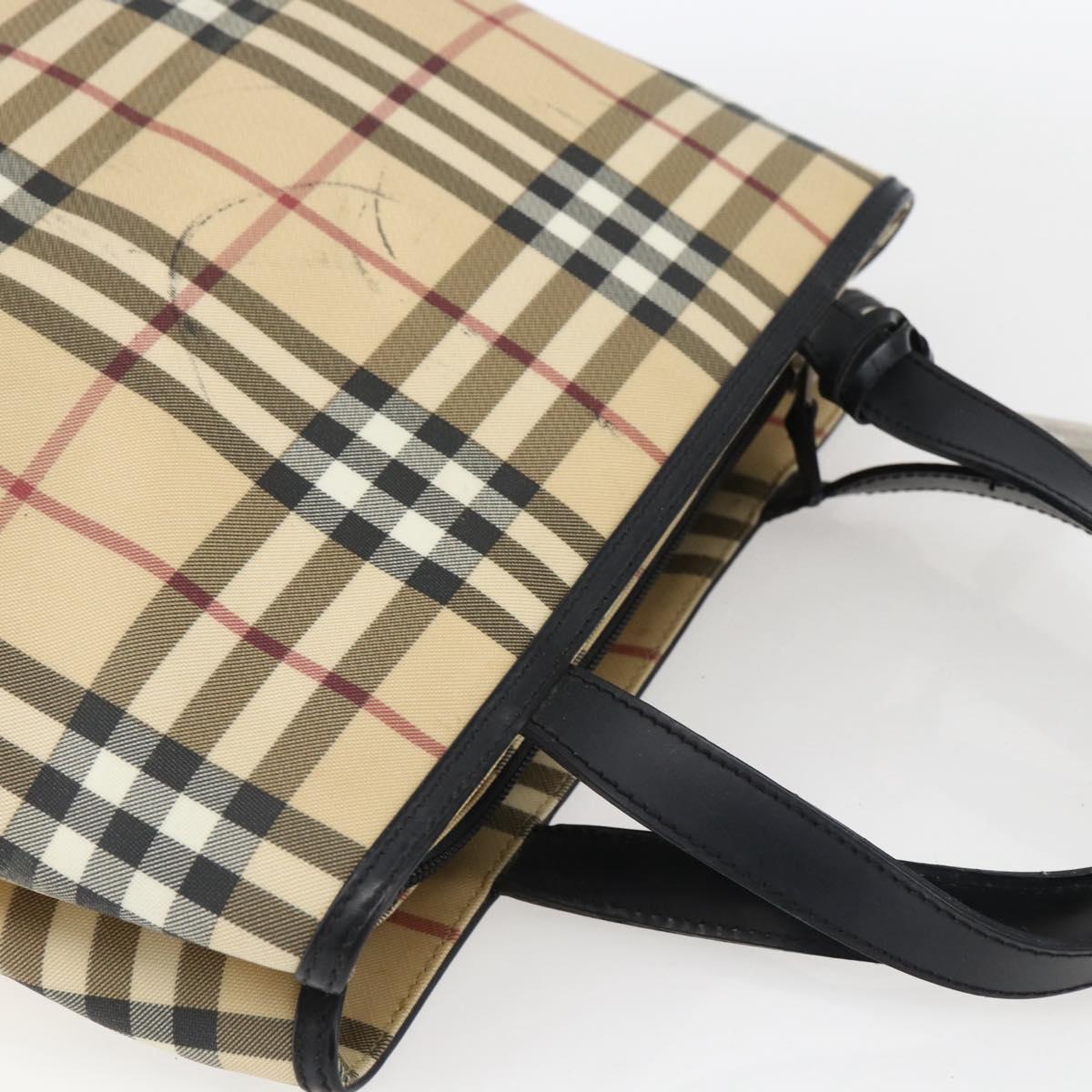 BURBERRY Nova Check Hand Bag PVC Beige Auth BA10104